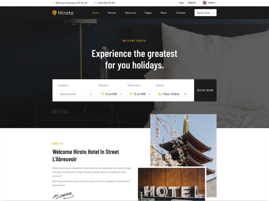 Mẫu thiết kế website khách sạn Hiroto