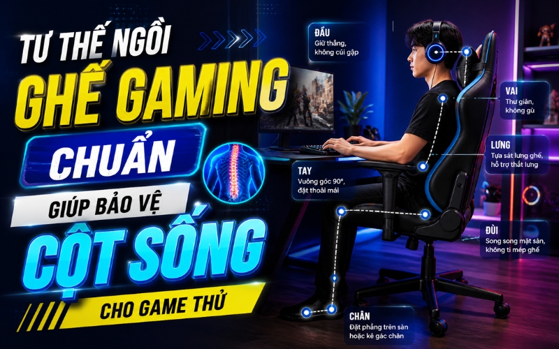 tư thế ngồi ghế gaming chuẩn